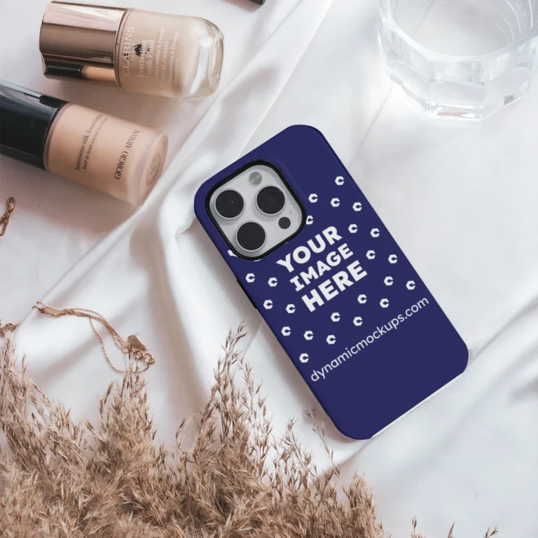 iPhone Navy Blue Phone Case Mockup Template