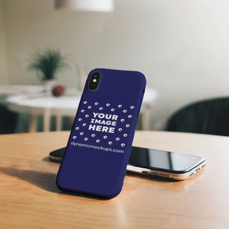 iPhone Navy Blue Phone Case Mockup Template