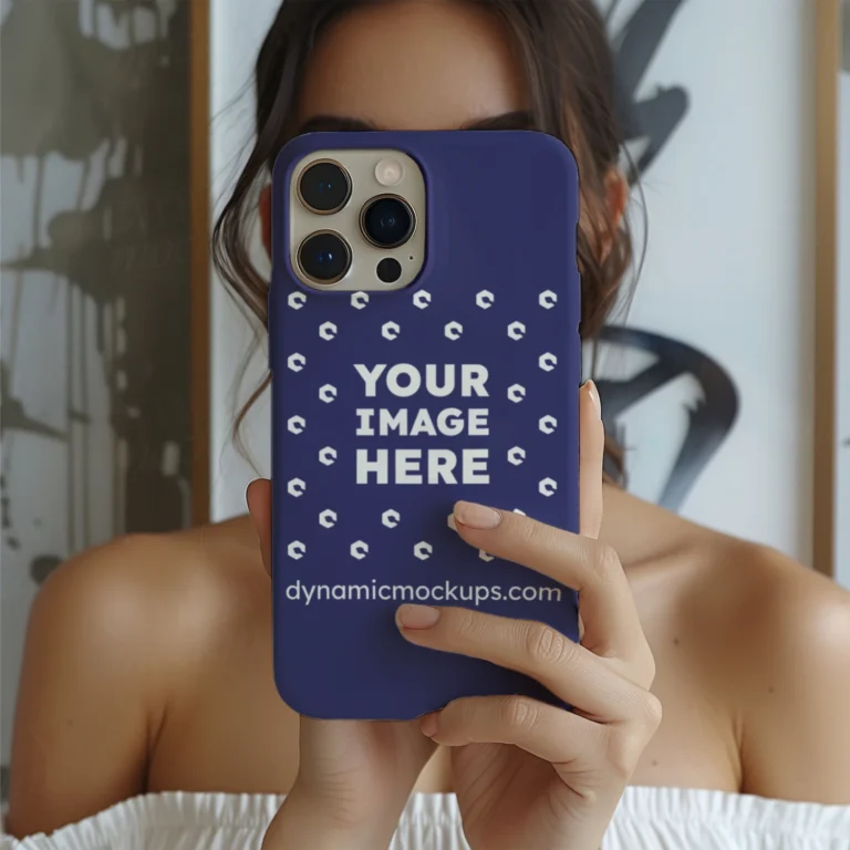 iPhone Navy Blue Phone Case Mockup Template