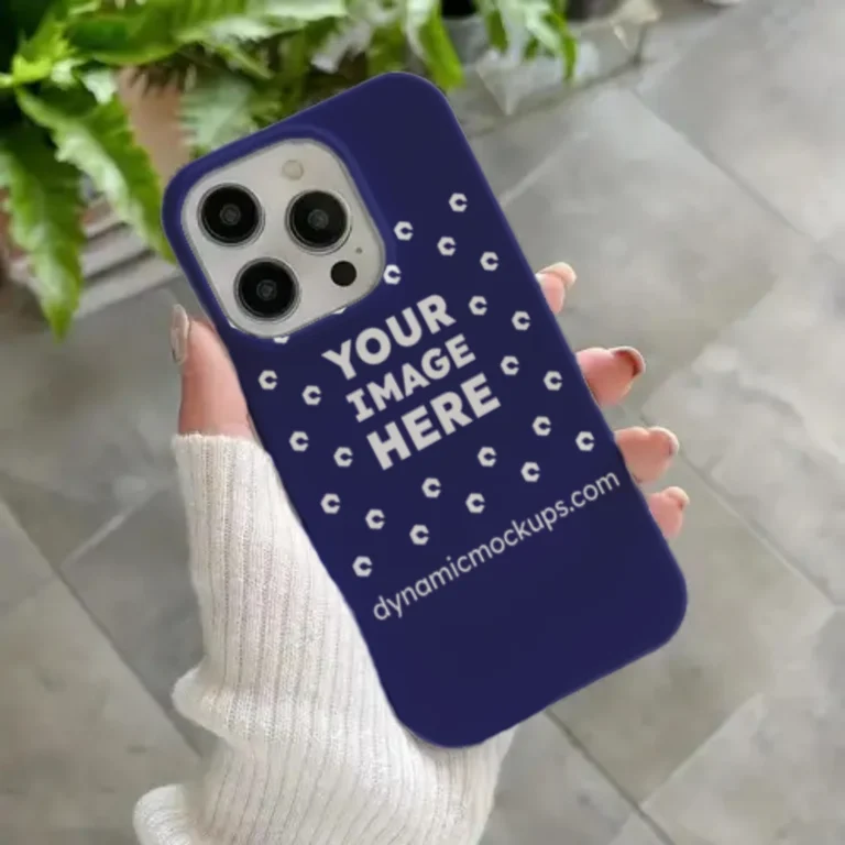 iPhone Navy Blue Phone Case Mockup Template