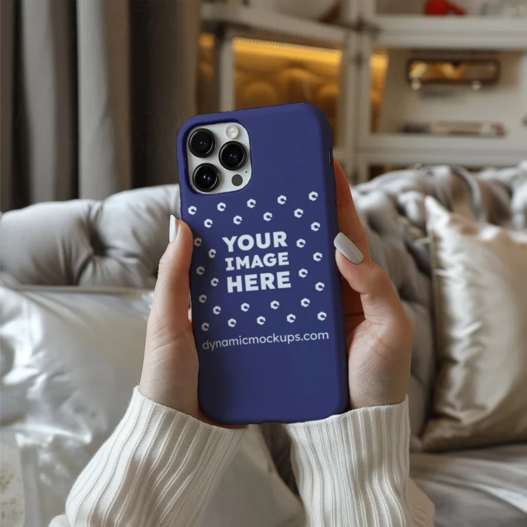 iPhone Navy Blue Phone Case Mockup Template