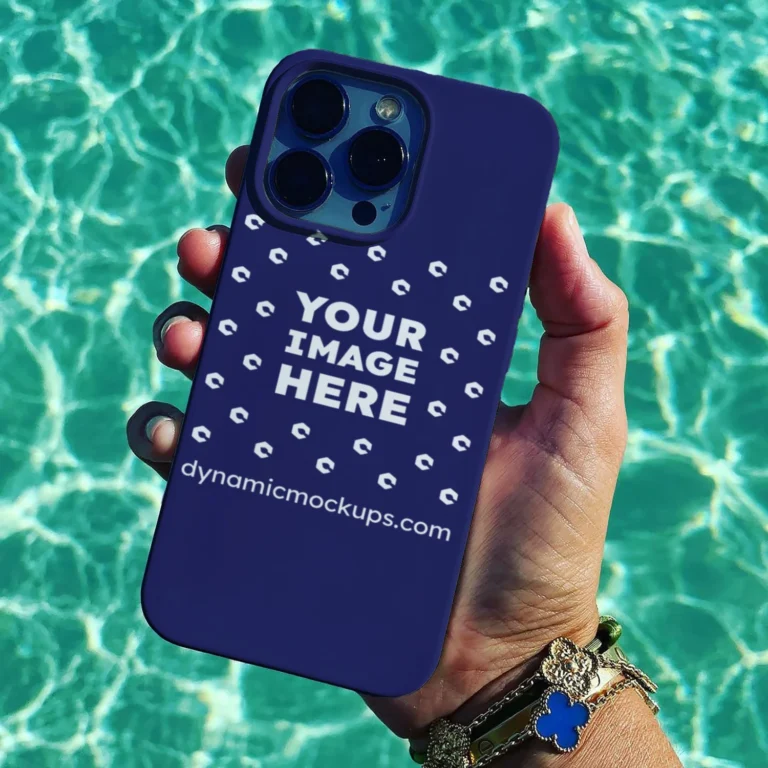 iPhone Navy Blue Phone Case Mockup Template