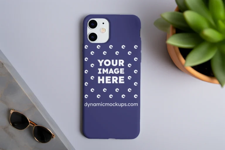 iPhone Navy Blue Phone Case Mockup Template