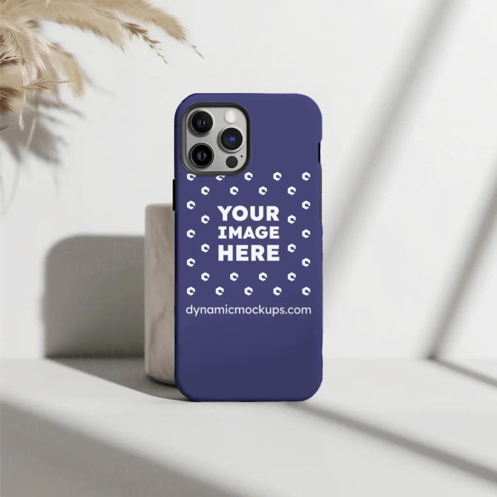 iPhone Navy Blue Phone Case Mockup Template