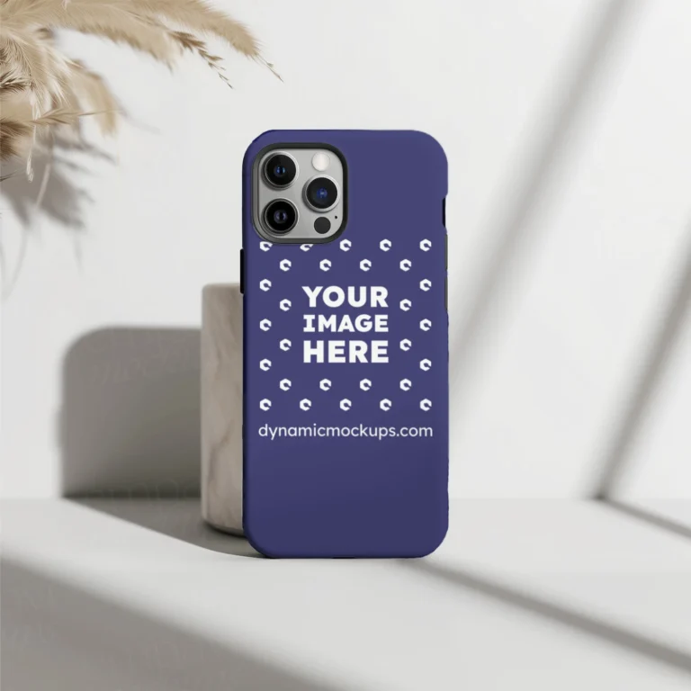 iPhone Navy Blue Phone Case Mockup Template