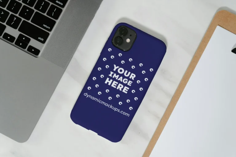 iPhone Navy Blue Phone Case Mockup Template