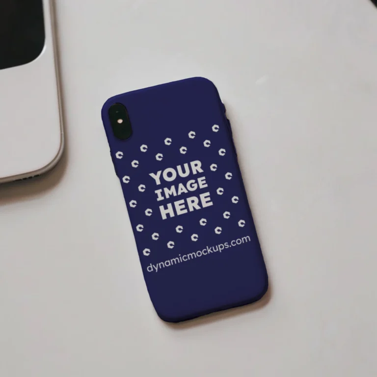 iPhone Navy Blue Phone Case Mockup Template