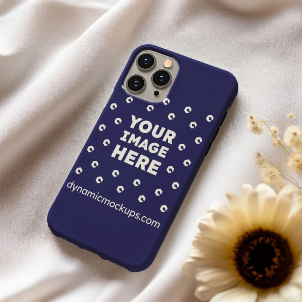 iPhone Navy Blue Phone Case Mockup Template