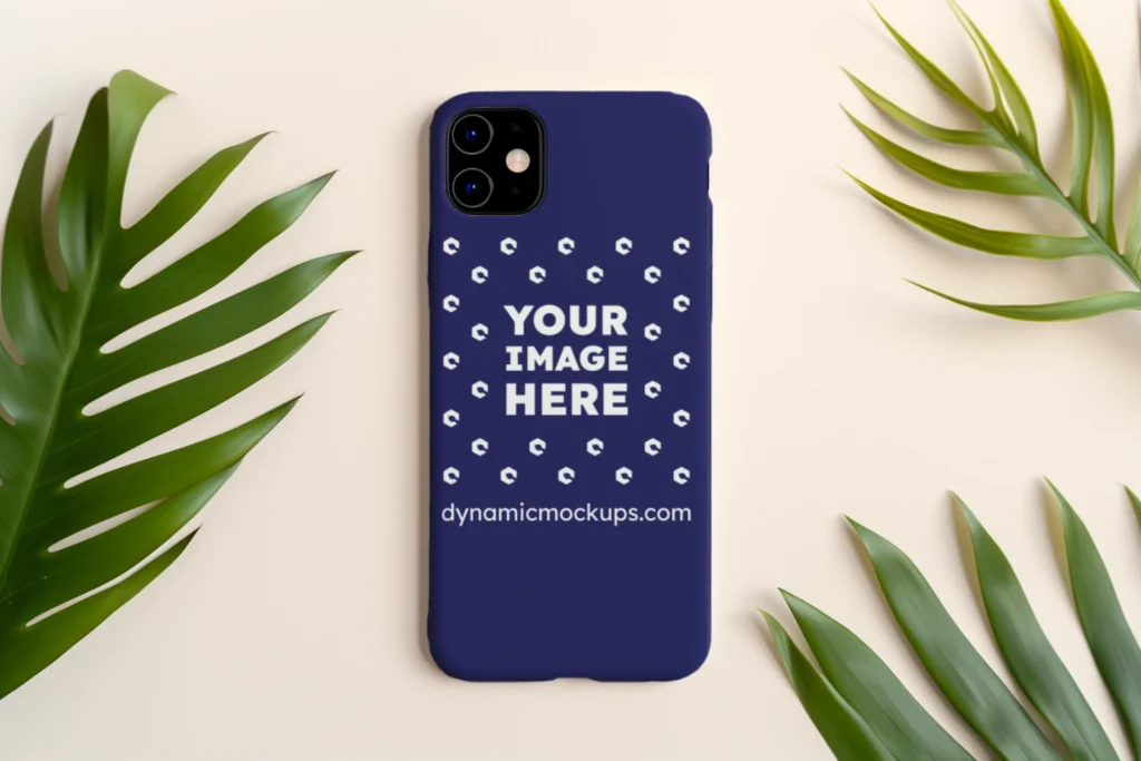 iPhone Navy Blue Phone Case Mockup Template