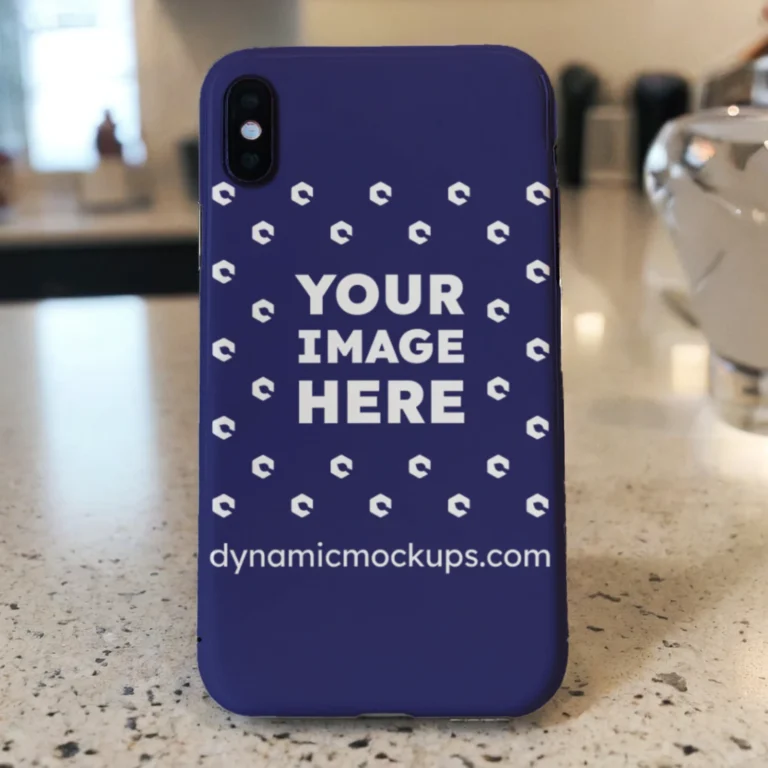 iPhone Navy Blue Phone Case Mockup Template