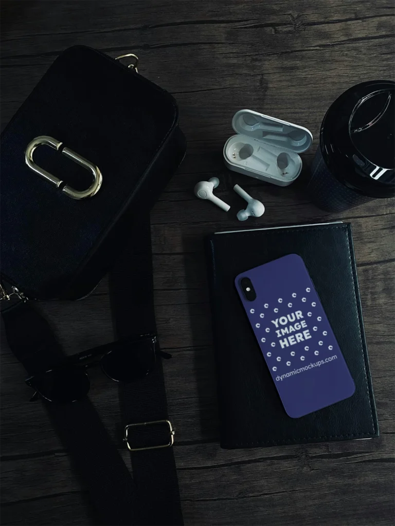 iPhone Navy Blue Phone Case Mockup Template