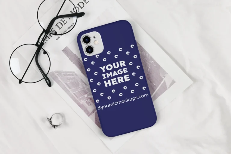 iPhone Navy Blue Phone Case Mockup Template