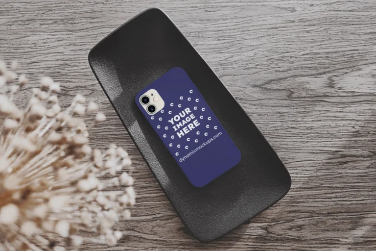 iPhone Navy Blue Phone Case Mockup Template