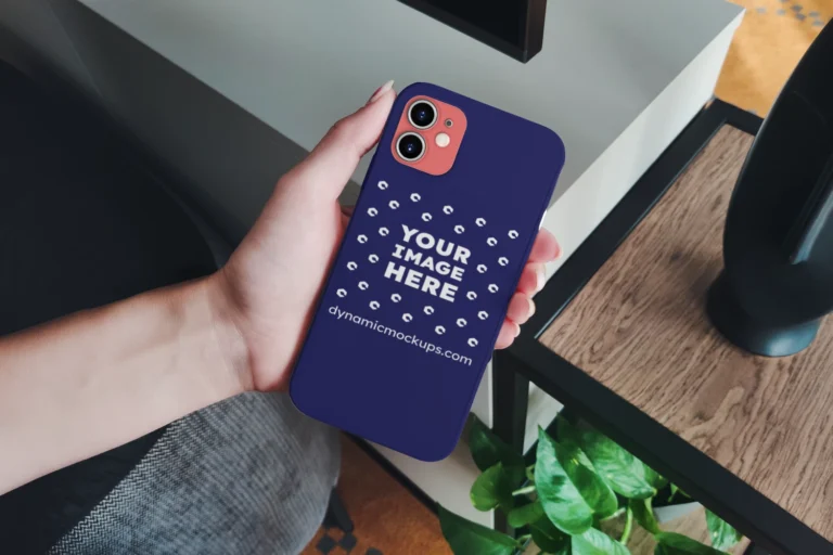 iPhone Navy Blue Phone Case Mockup Template