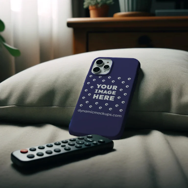 iPhone Navy Blue Phone Case Mockup Template
