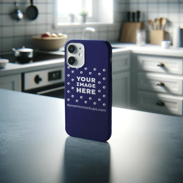 iPhone Navy Blue Phone Case Mockup Template