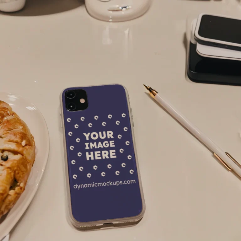 iPhone Navy Blue Phone Case Mockup Template