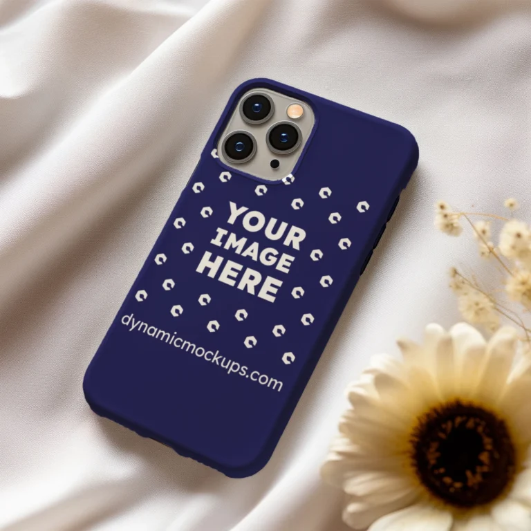 iPhone Navy Blue Phone Case Mockup Template