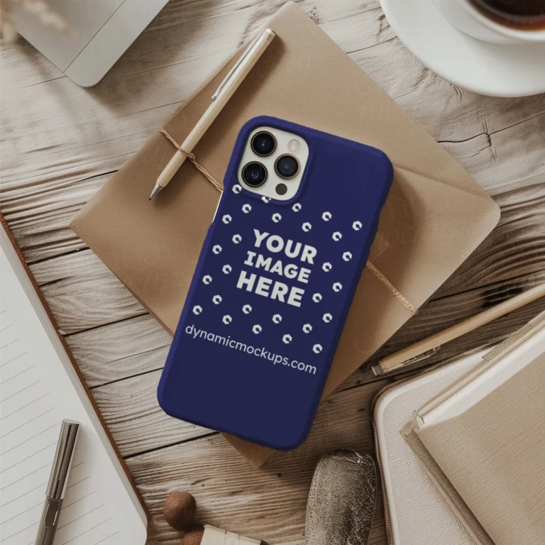 iPhone Navy Blue Phone Case Mockup Template