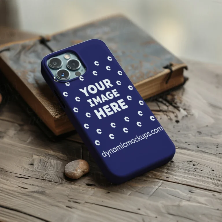 iPhone Navy Blue Phone Case Mockup Template