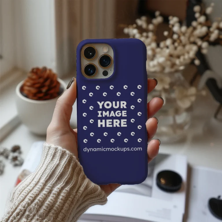 iPhone Navy Blue Phone Case Mockup Template
