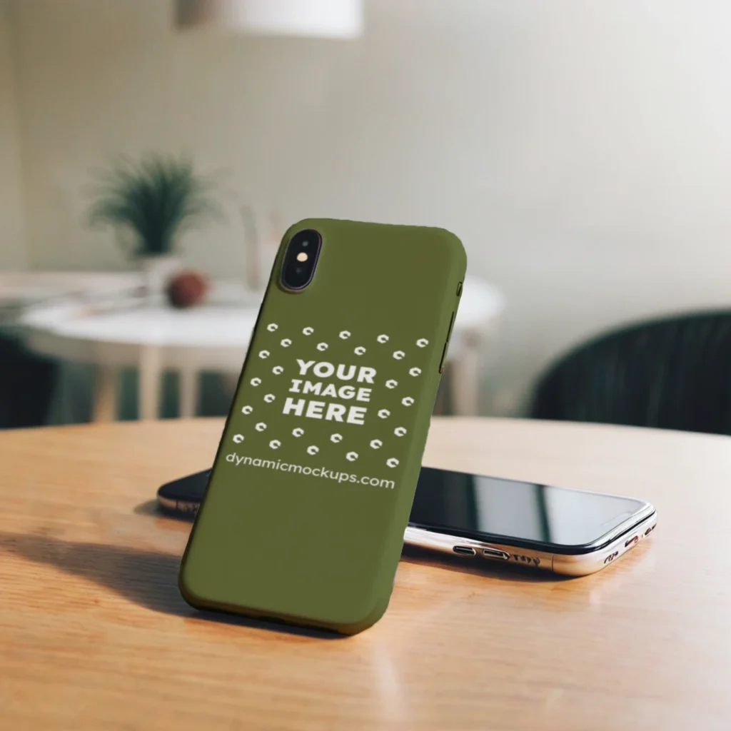 iPhone Olive Green Phone Case Mockup Template