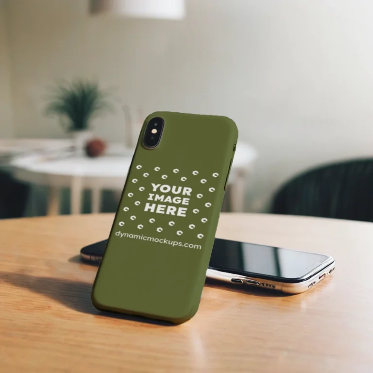 iPhone Olive Green Phone Case Mockup Template