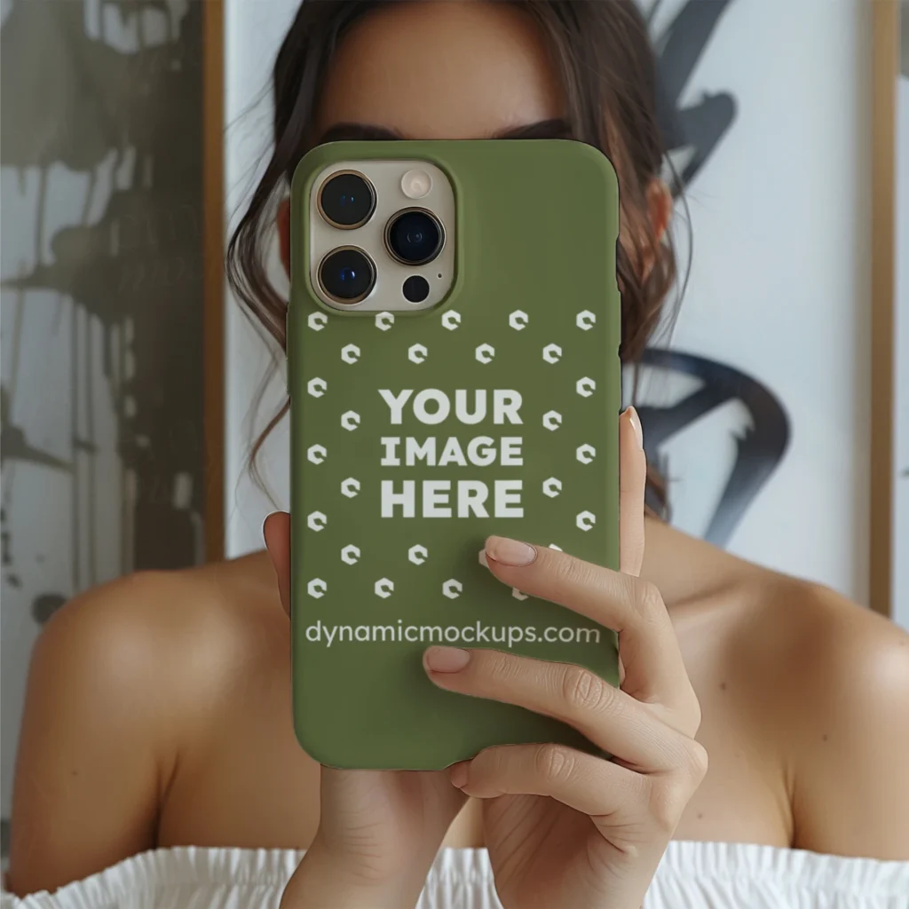 iPhone Olive Green Phone Case Mockup Template