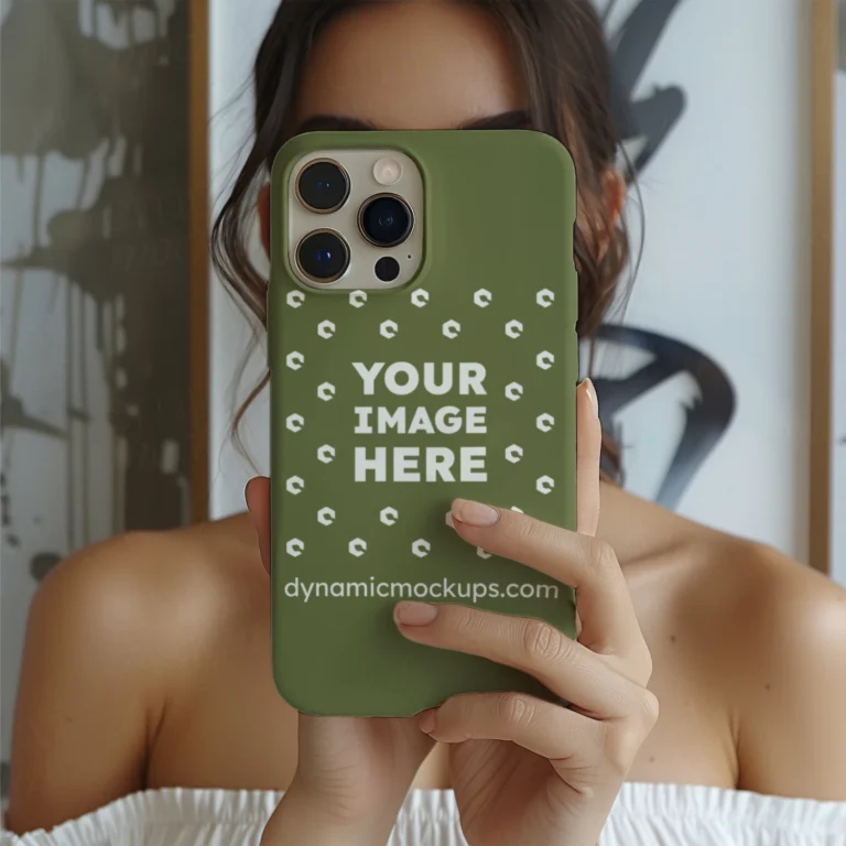 iPhone Olive Green Phone Case Mockup Template