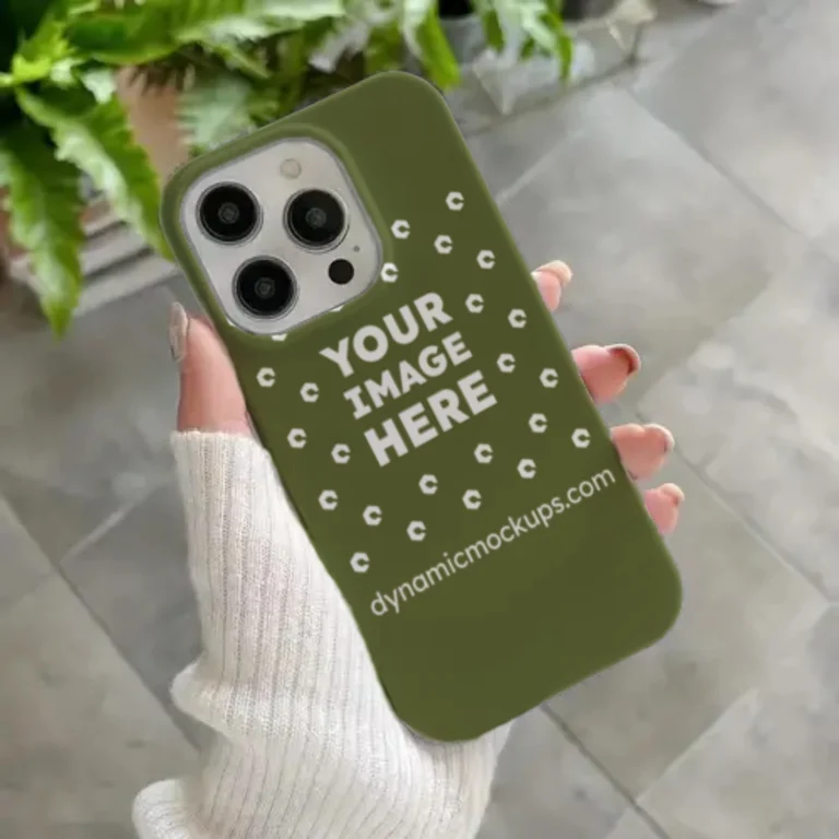 iPhone Olive Green Phone Case Mockup Template