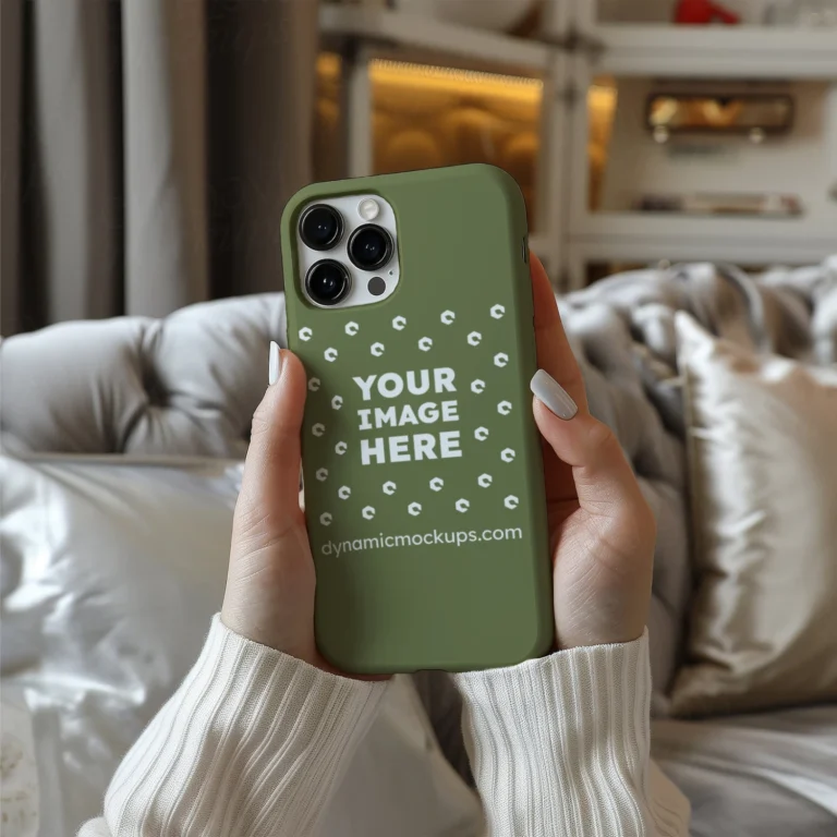iPhone Olive Green Phone Case Mockup Template