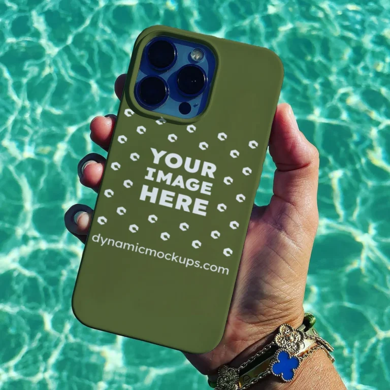 iPhone Olive Green Phone Case Mockup Template