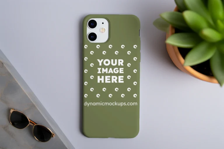 iPhone Olive Green Phone Case Mockup Template