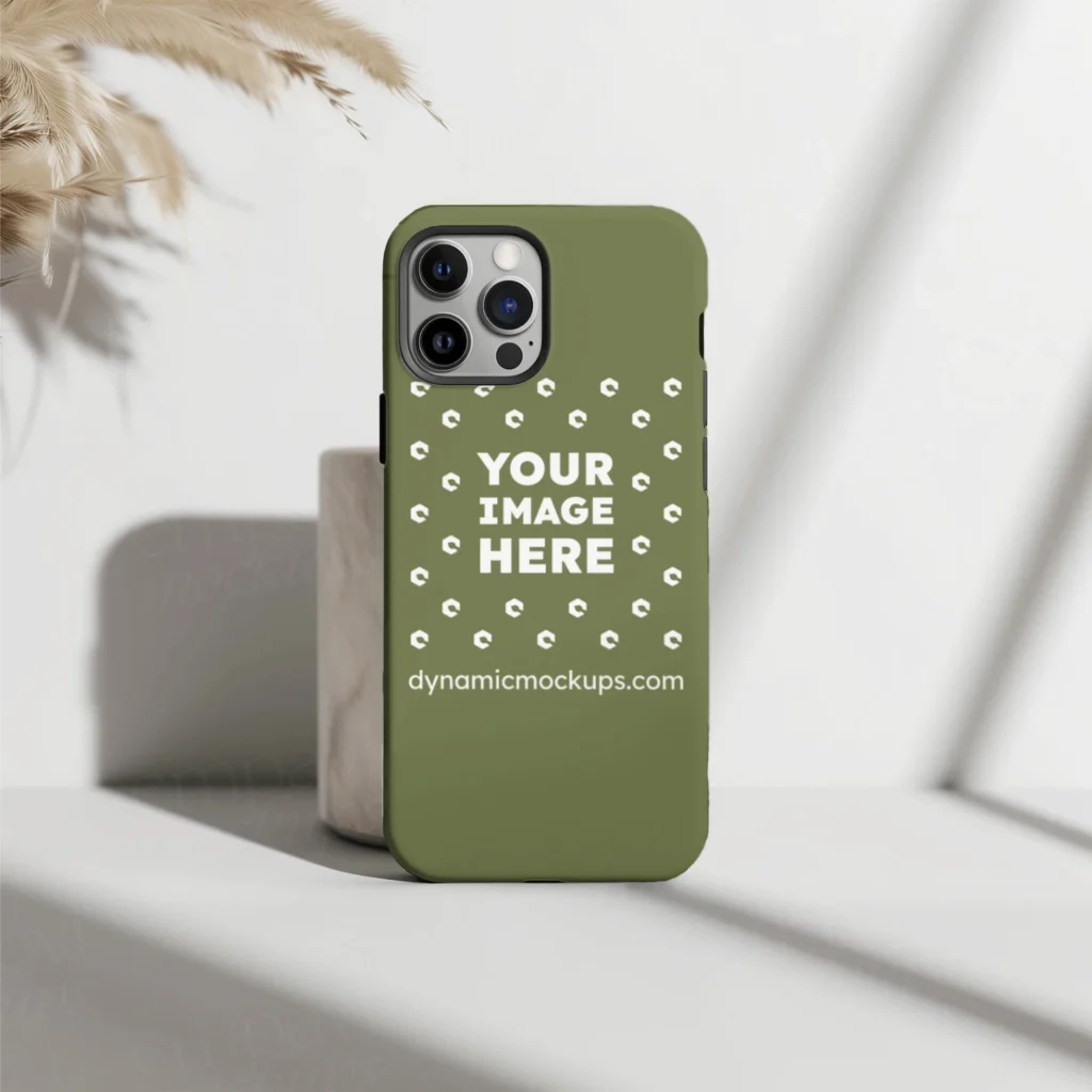 iPhone Olive Green Phone Case Mockup Template