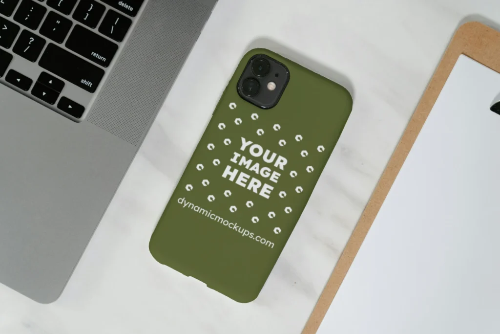 iPhone Olive Green Phone Case Mockup Template