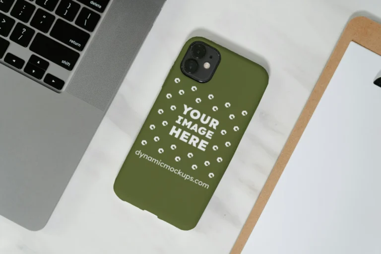 iPhone Olive Green Phone Case Mockup Template