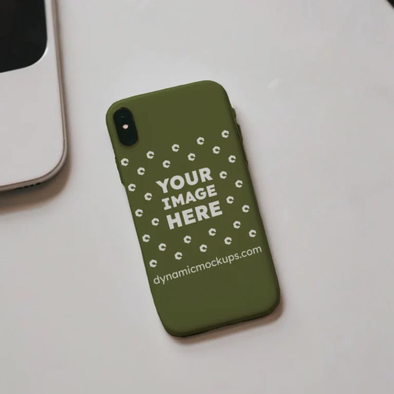 iPhone Olive Green Phone Case Mockup Template