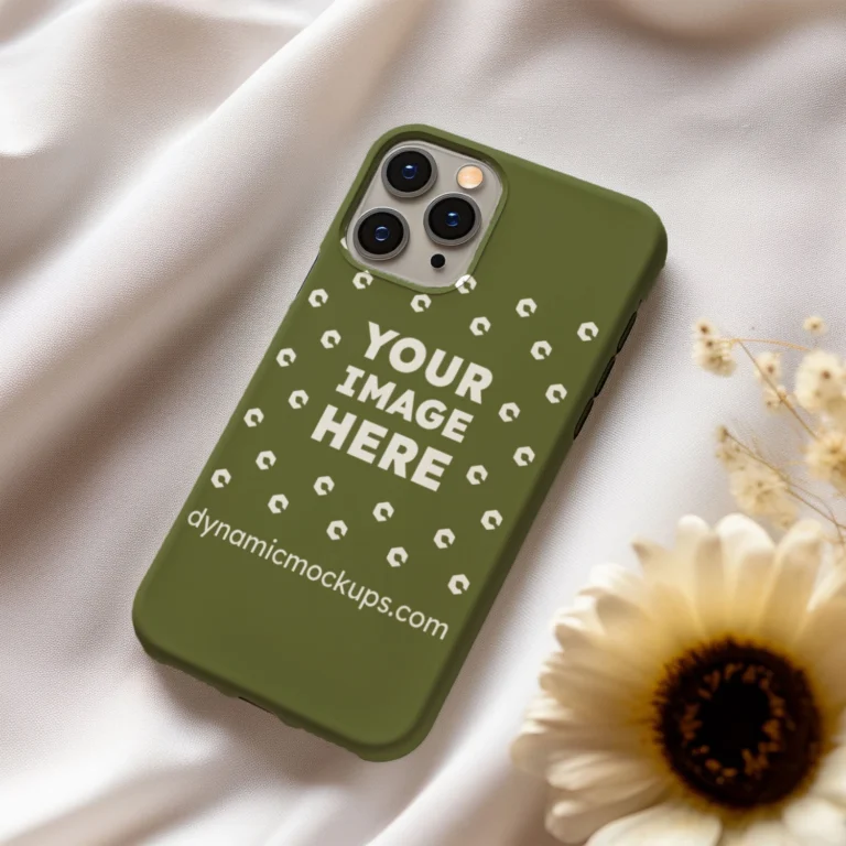 iPhone Olive Green Phone Case Mockup Template