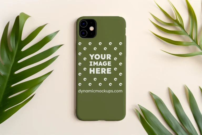 iPhone Olive Green Phone Case Mockup Template