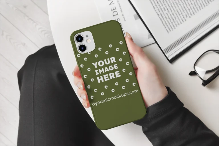 iPhone Olive Green Phone Case Mockup Template