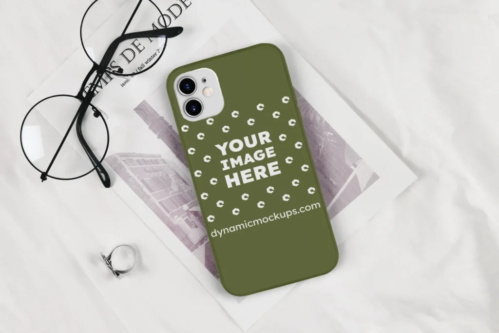 iPhone Olive Green Phone Case Mockup Template