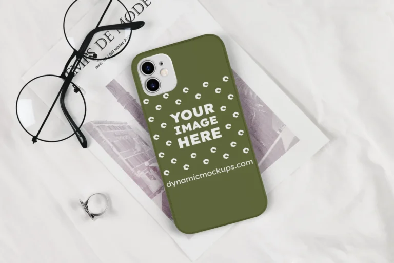 iPhone Olive Green Phone Case Mockup Template