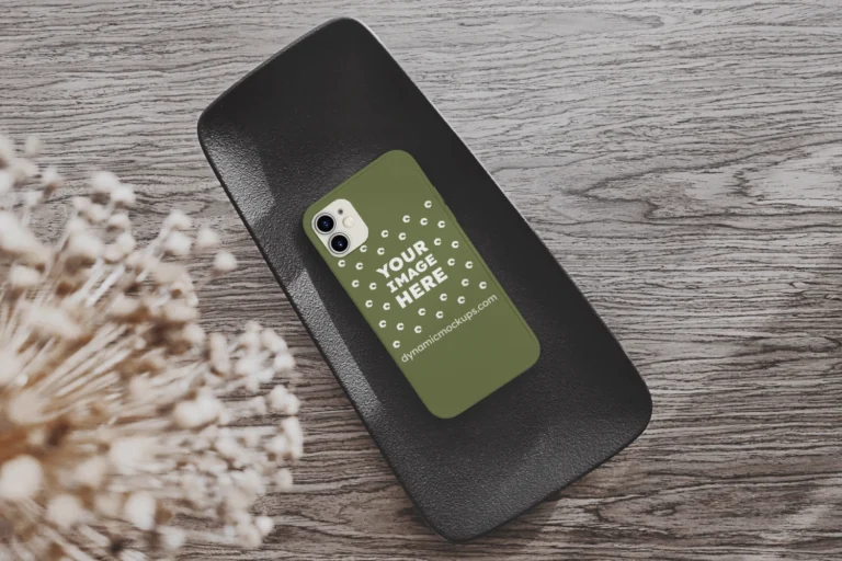 iPhone Olive Green Phone Case Mockup Template