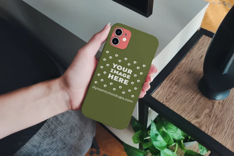 iPhone Olive Green Phone Case Mockup Template