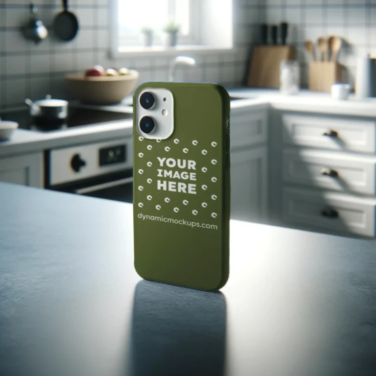 iPhone Olive Green Phone Case Mockup Template
