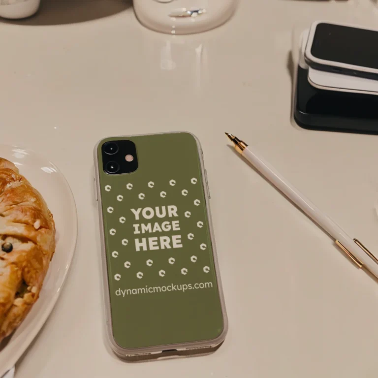 iPhone Olive Green Phone Case Mockup Template