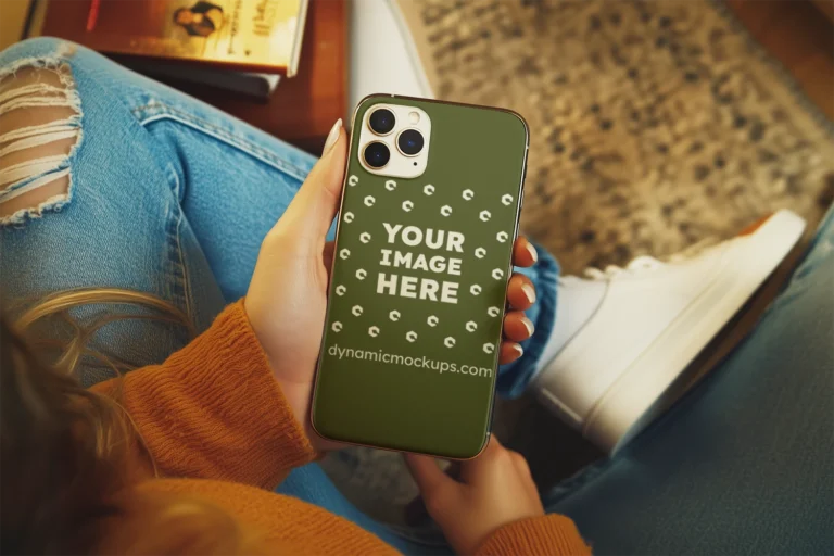 iPhone Olive Green Phone Case Mockup Template