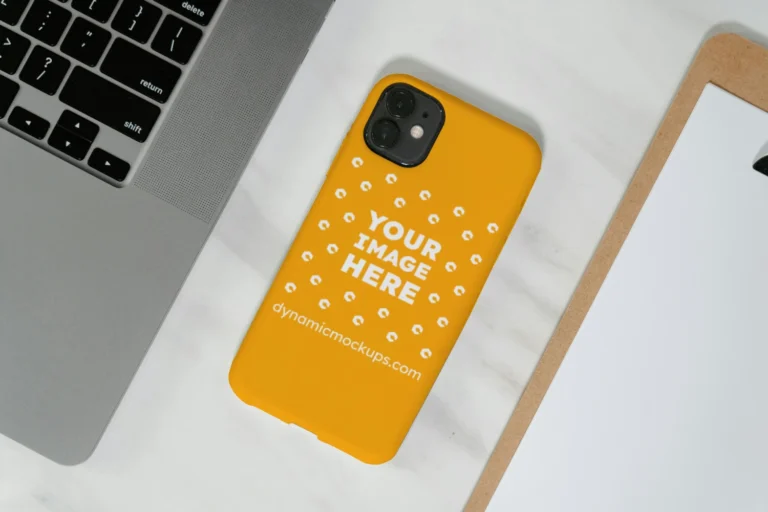 iPhone Orange Phone Case Mockup Template