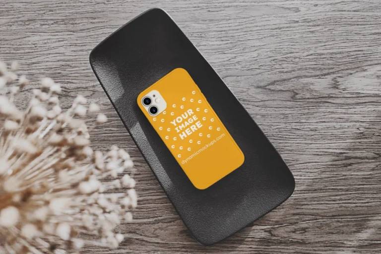 iPhone Orange Phone Case Mockup Template