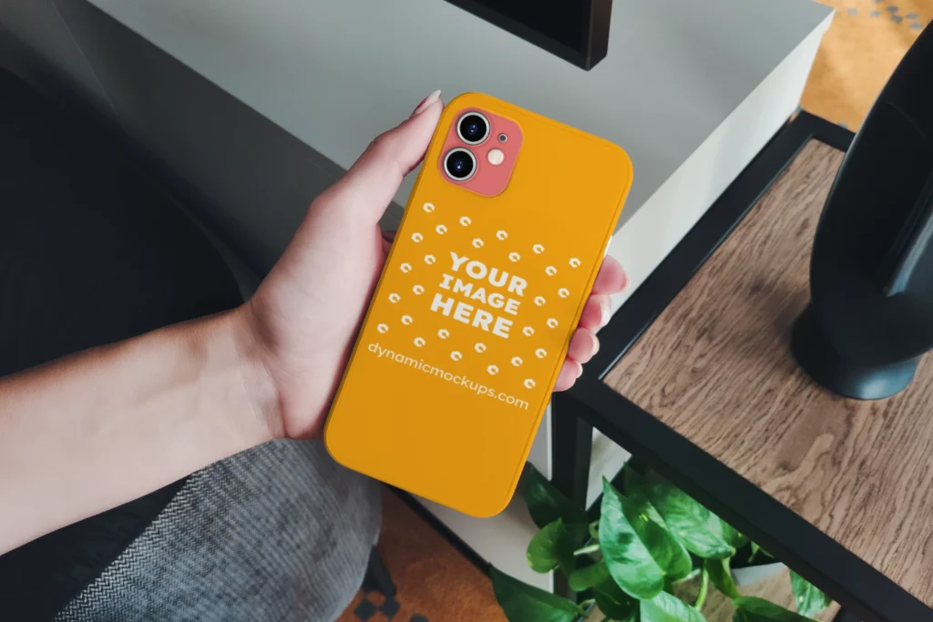 iPhone Orange Phone Case Mockup Template